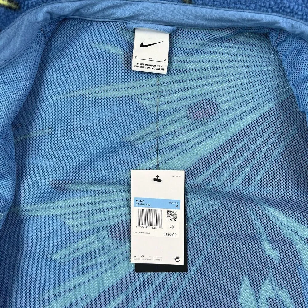 Nike x Lebron James Sherpa Mens Button Up Jacket Fleece‎ Blue DA6707-469 Size M